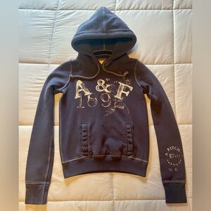 Vintage Abercrombie & Fitch Women’s Pullover Hoodie - MEDIUM - Blue-Gray | Y2K